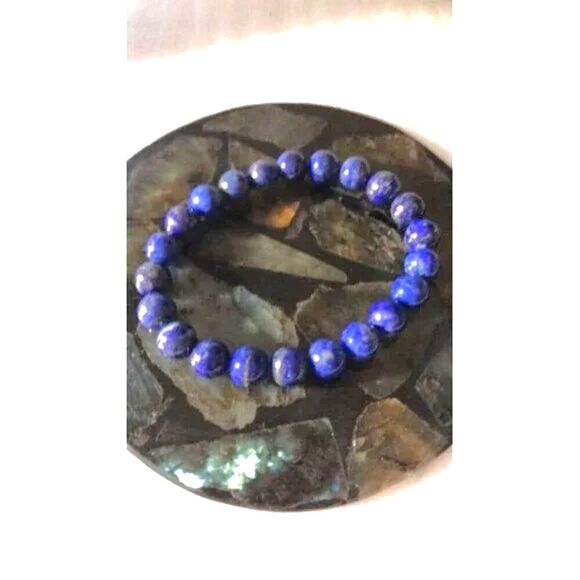Lapis Lazuli Beaded Stretch Bracelet - Picture 3 of 3